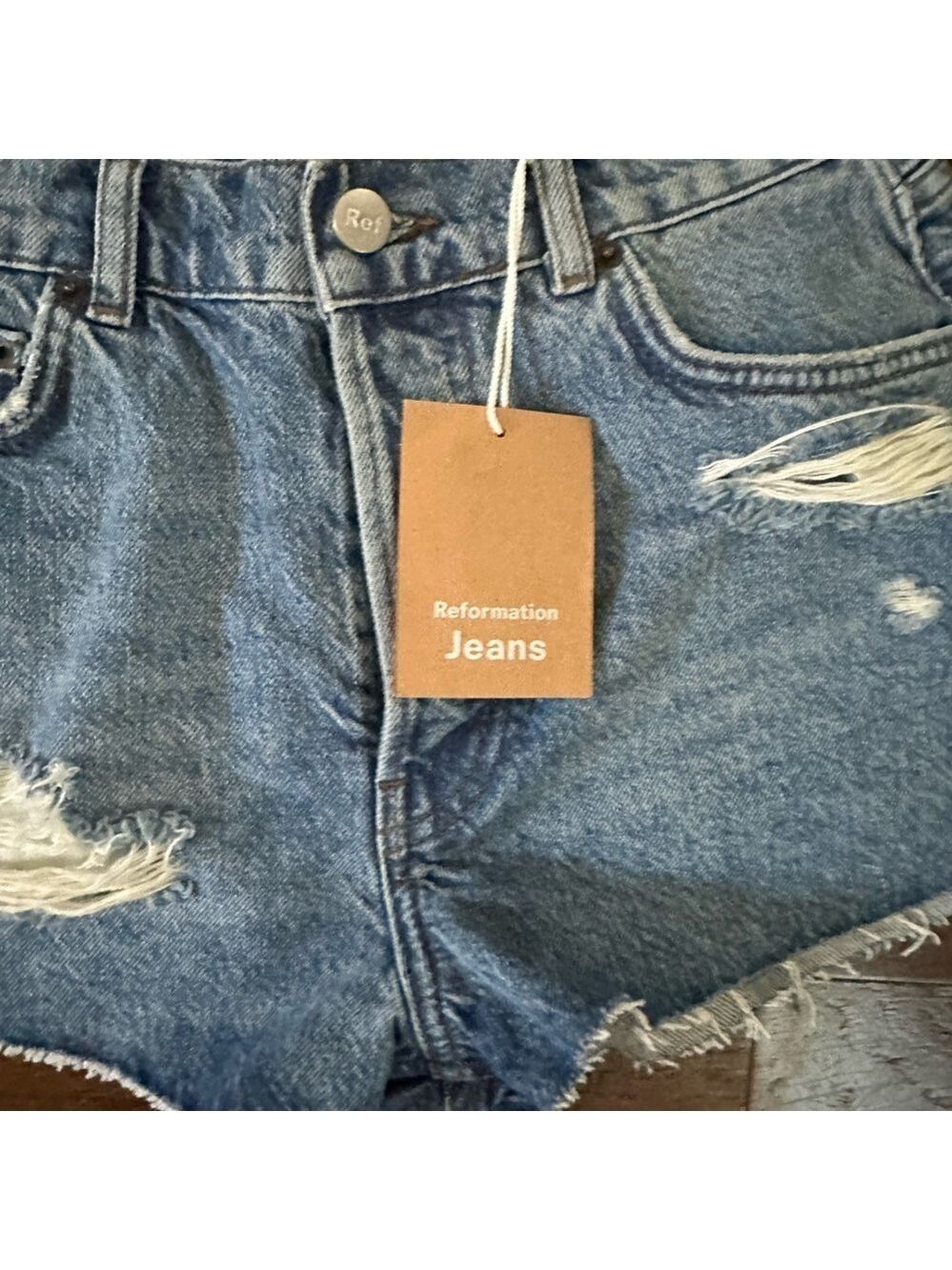 REFORMATION-Dixie High Rise Jean shorts- Colorado blue, size 25 NWT. - Picture 7 of 14